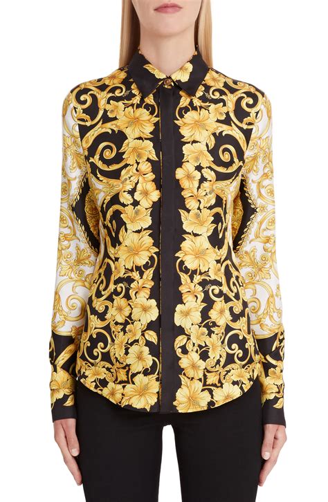 pink versace silk shirt|Versace silk shirt women's.